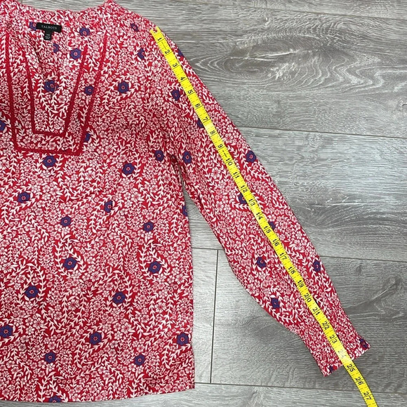 NWOT Talbots Smocked Shoulder Top Red Flowing Branches Long Sleeve XS - Picture 10 of 16